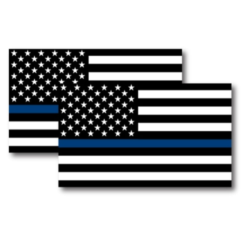 Magnet Me Up Thin Blue Line American Flag Magnet Decal, 3x5 inches, 2 Pack, Black, White and Blue, Heavy Duty Automotive Magnet for Car Truck SUV, in Support of Law Enforcement Officers - Image 1